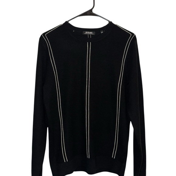 Murano Other - Murano Black Crewneck Sweater with White Stripes